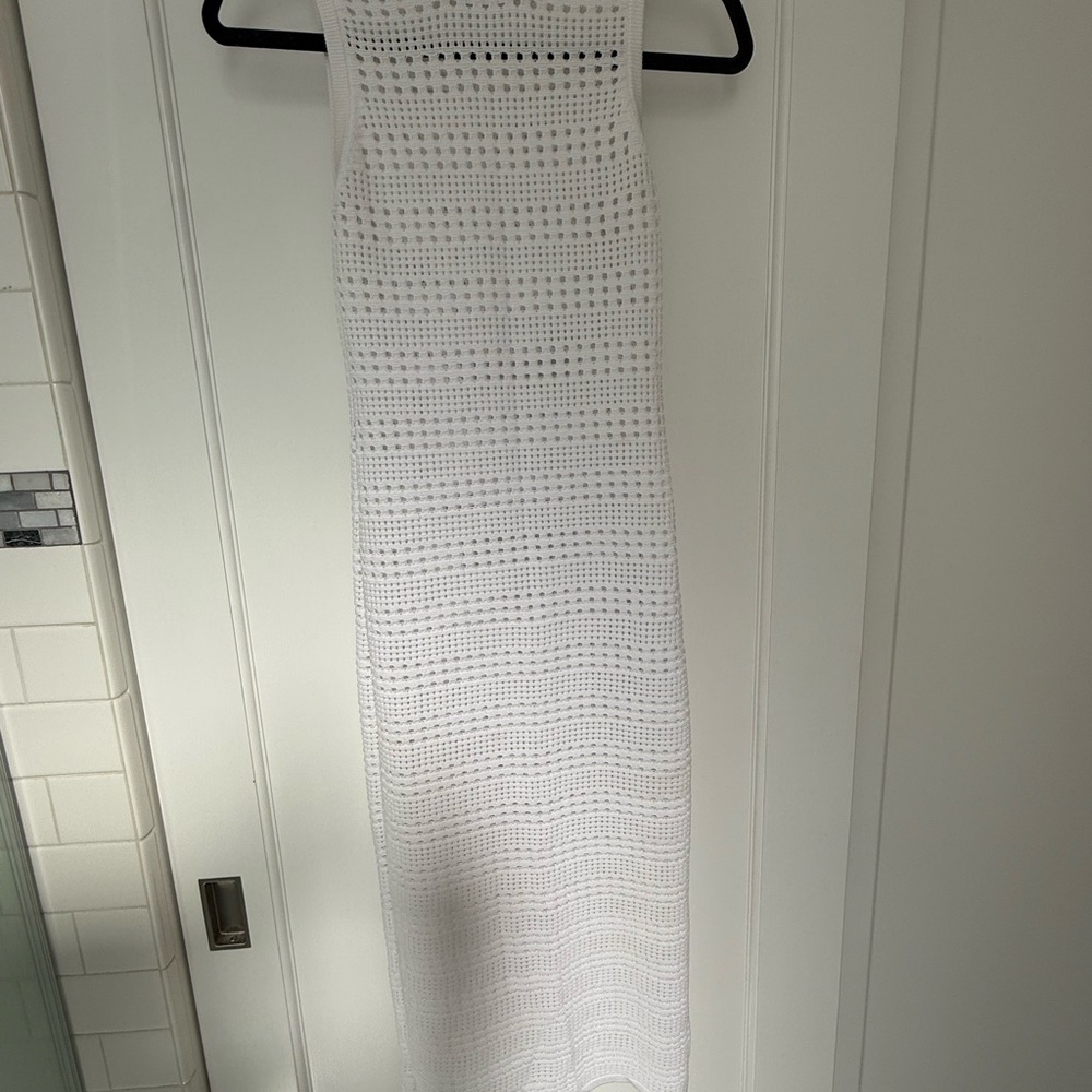 Express Beach cover White Crochet Maxi Dress